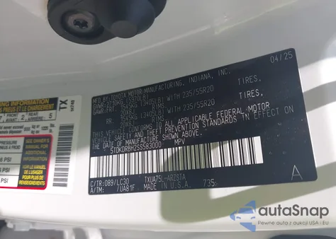 2025 Toyota Highlander Xse from USA, damaged, VIN 5TDKDRBH2SS583000